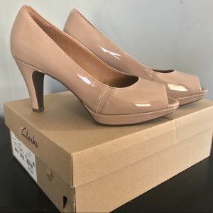 Taupe Peep Toe Platform Pump
